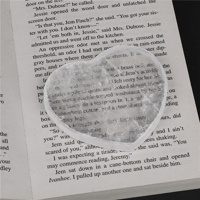 Natural Selenite Heart-Shaped Slice