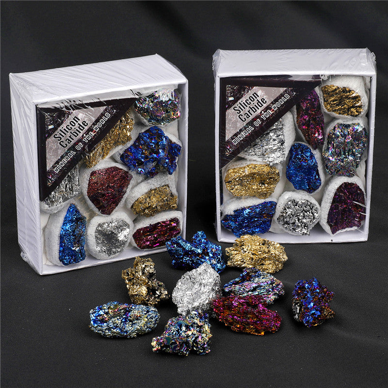 Electroplated colored coal crystal box