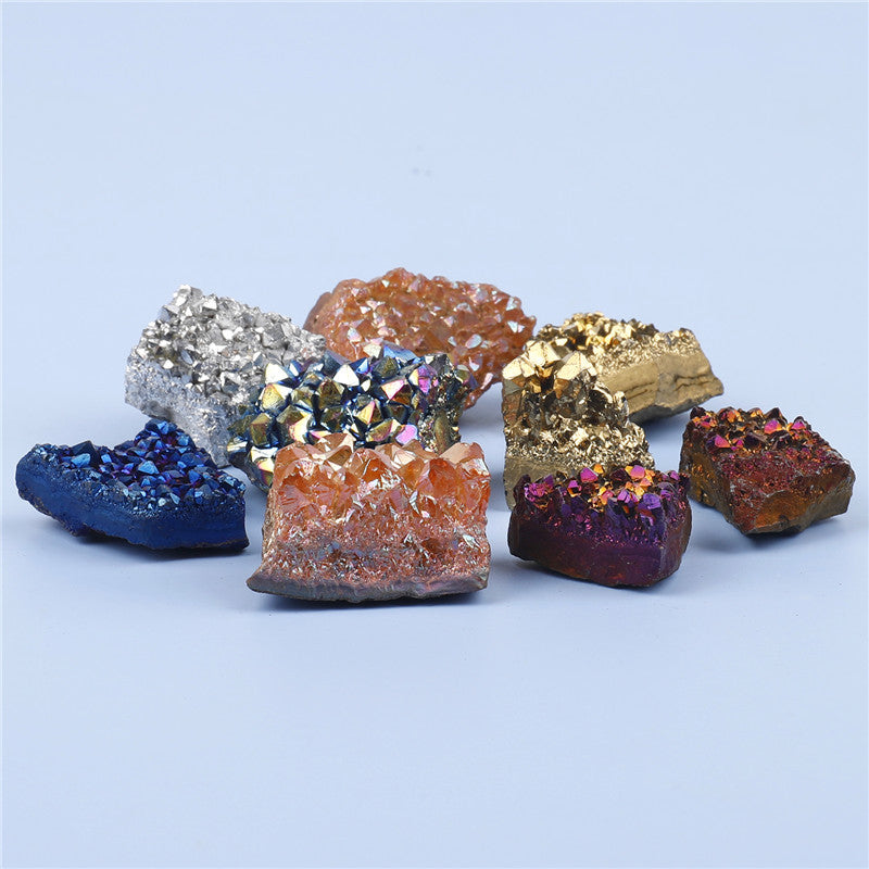 Natural Amethyst Cluster Rough Stone Electroplated Colorful Mixed Box Set