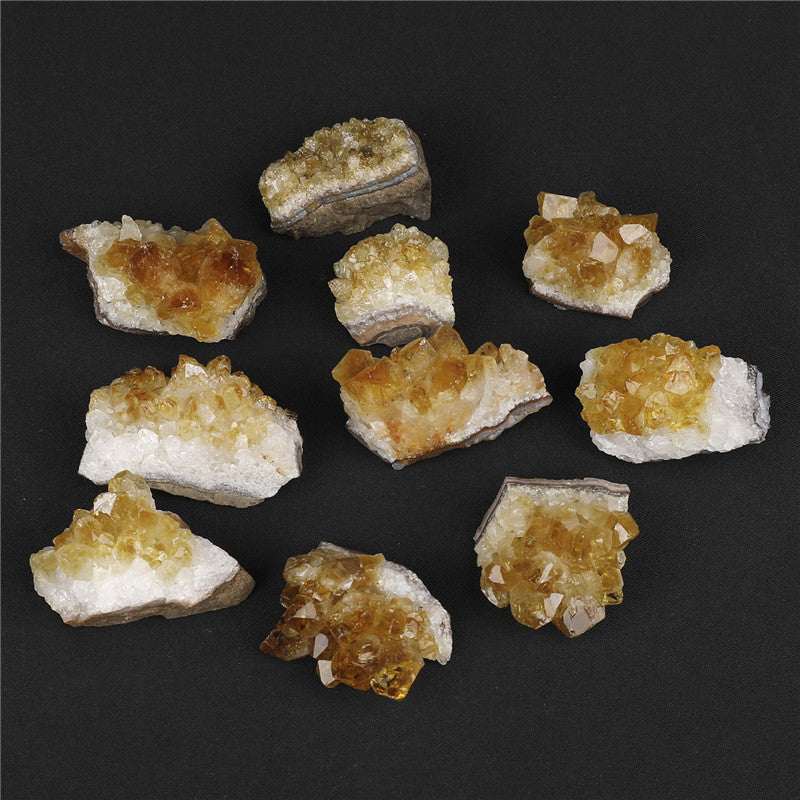 High-quality Grade A natural yellow crystal cluster rough stone box