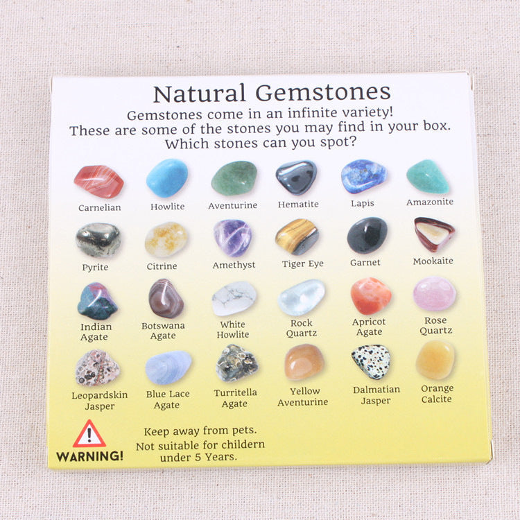 20 types of natural crystal mineral specimens mixed with gemstones