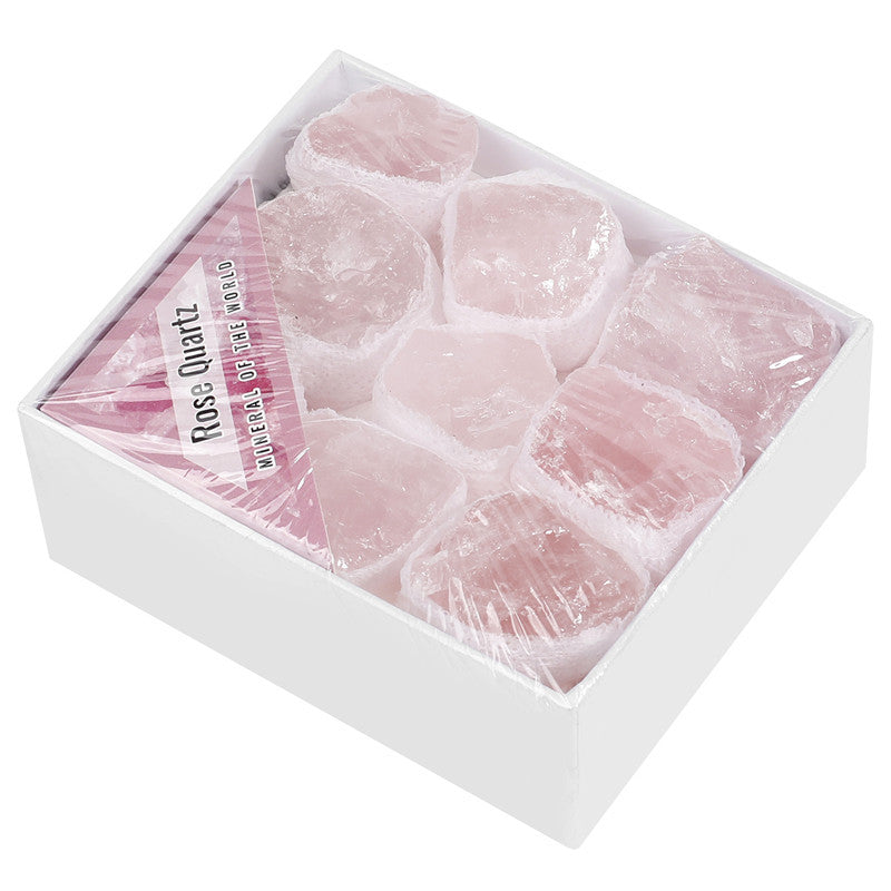 Natural rose quartz rough stone box set