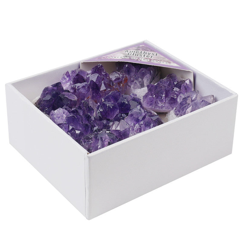 High-quality Grade A natural amethyst crystal cluster rough stone box set