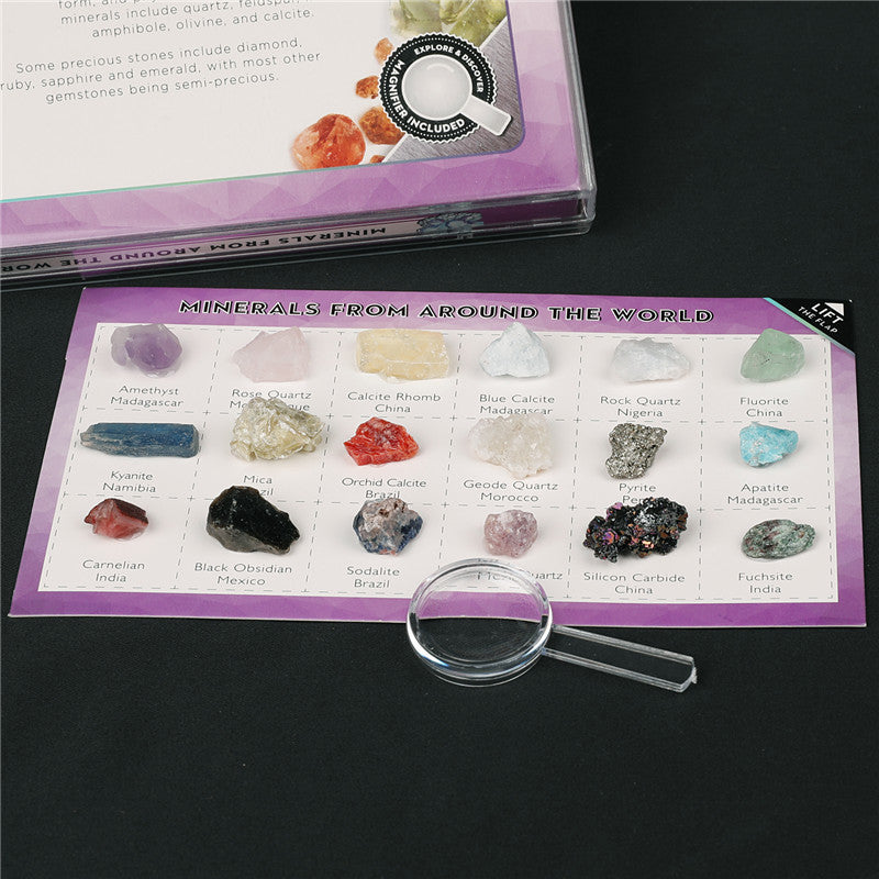 8 types of mineral rough stones, natural crystal mineral specimens, natural geological teaching materials