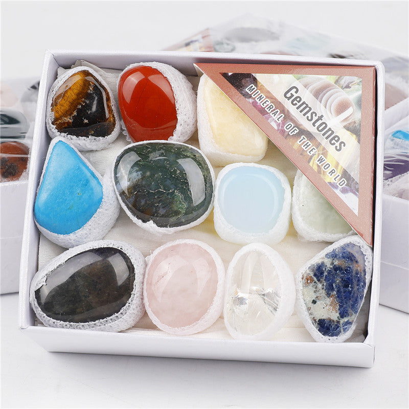 Natural tumbled Stone Crystal Mixed Color Small Gift Box Set