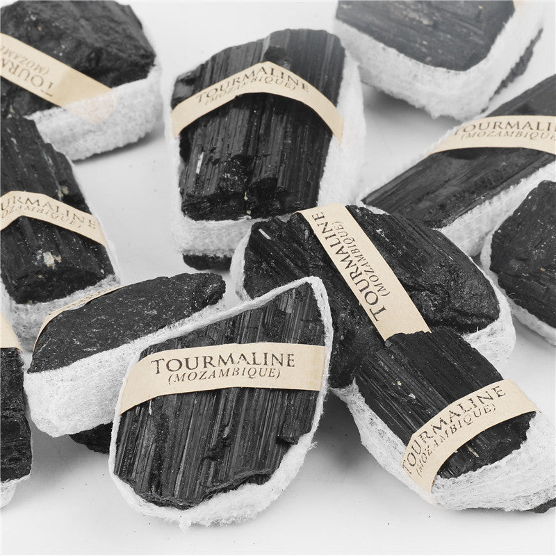 Natural black tourmaline rough stone box set