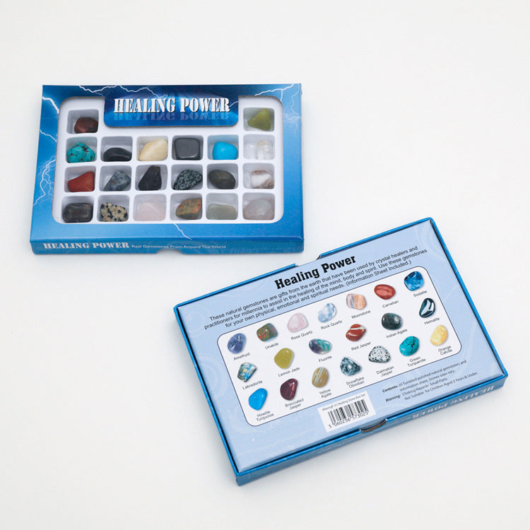 20-piece energy stone set of natural crystal mineral specimens mixed with semi-precious stones, suitable for gifts.