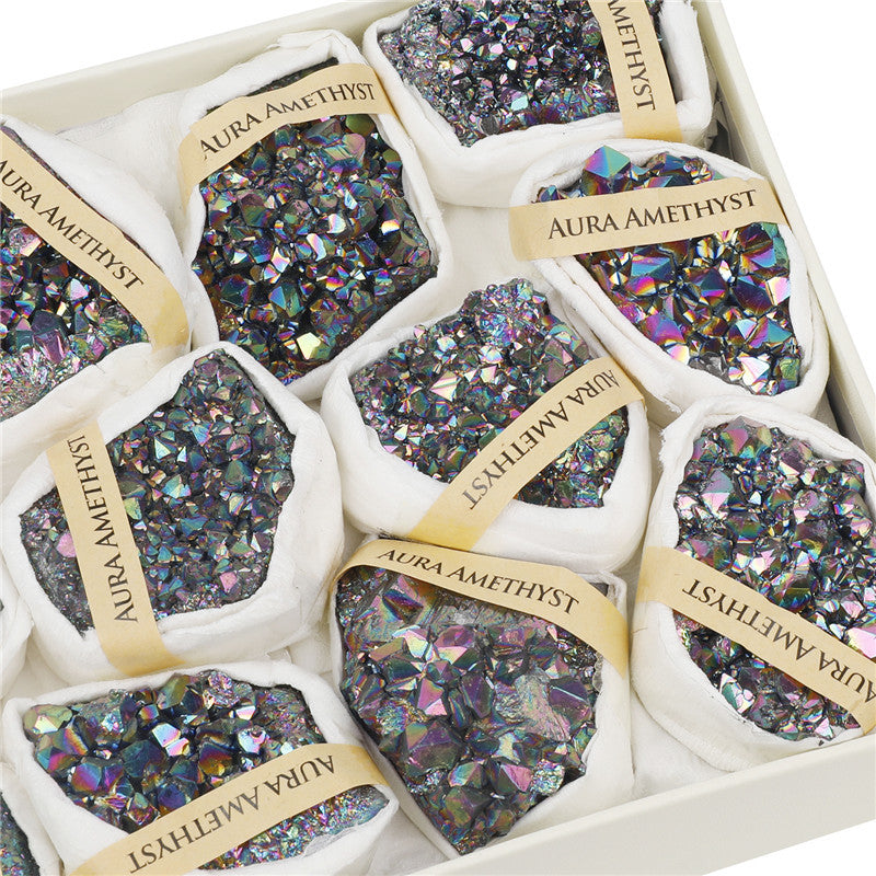 Natural Electroplated Amethyst Cluster Box