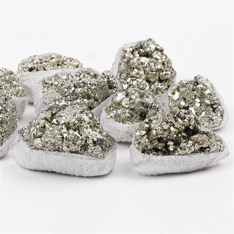 Natural pyrite raw stone crystal cluster, natural color, loose stones, small box