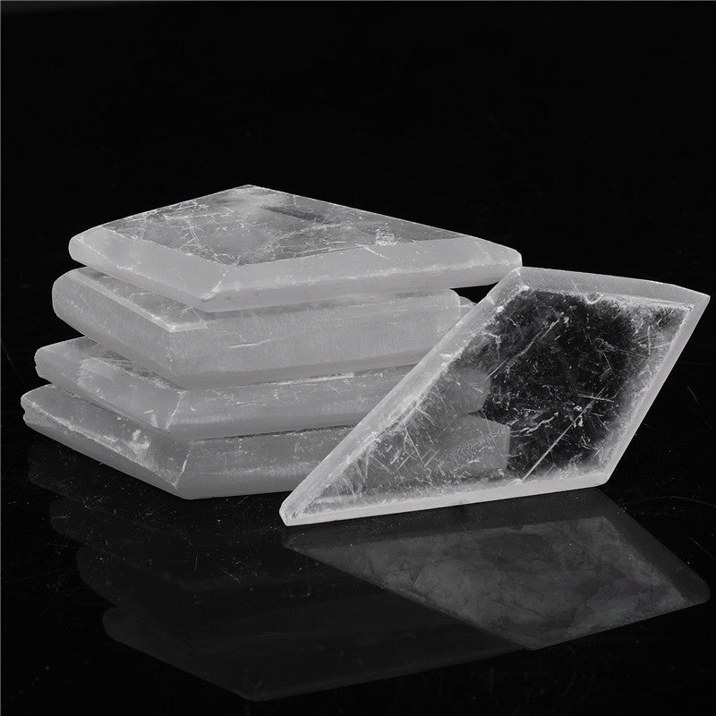 Natural Selenite Slabs Rhombic Cut Raw Stone Material