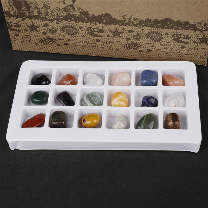 Box of 18 mixed natural crystal tumble stones