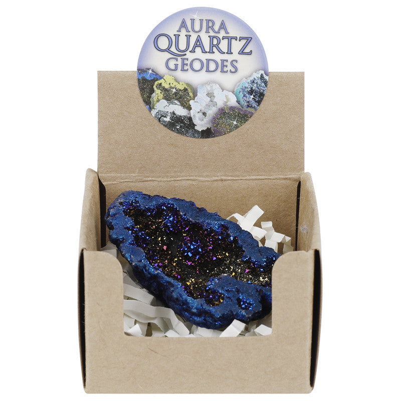 6 colors available, natural crystal cave agate treasure pot raw stone electroplated color box packaging