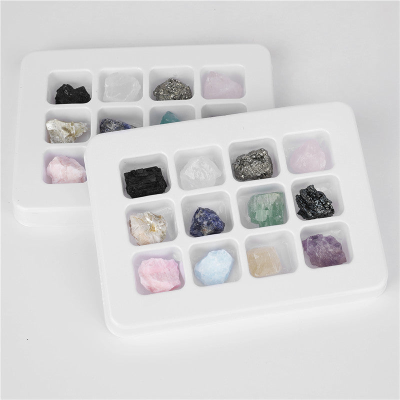 Box of 12 large crystal mineral specimens