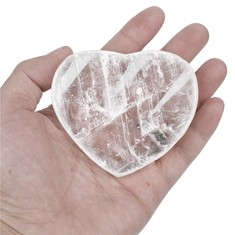 Natural Selenite Heart-Shaped Slice