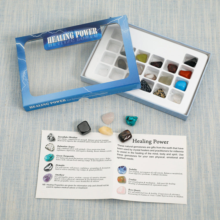 20-piece energy stone set of natural crystal mineral specimens mixed with semi-precious stones, suitable for gifts.