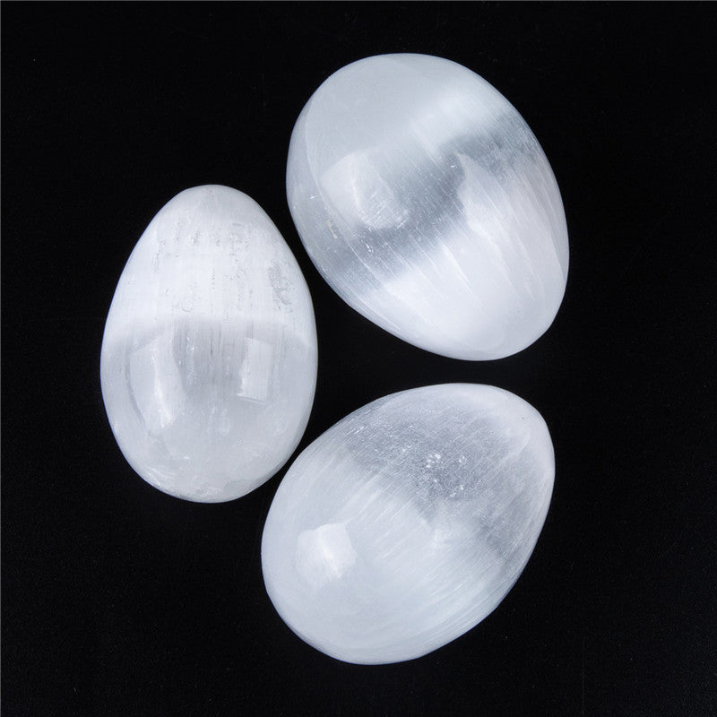 Natural white selenite egg shape