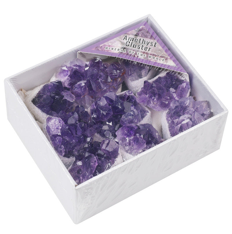 High-quality Grade A natural amethyst crystal cluster rough stone box set