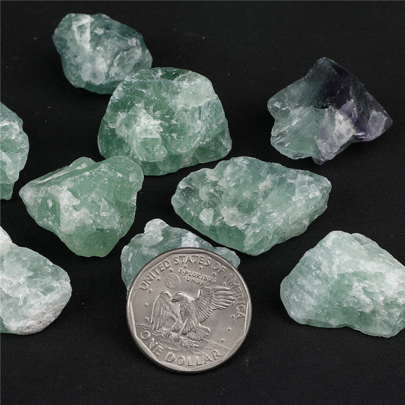 Natural green fluorite rough stone box set