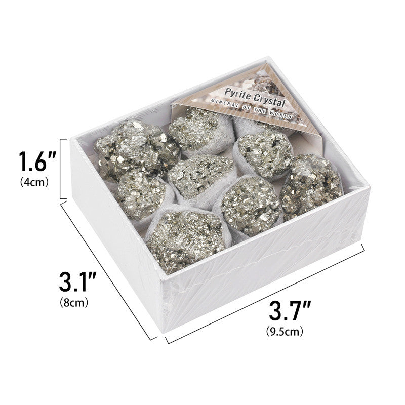 Natural pyrite raw stone crystal cluster, natural color, loose stones, small box