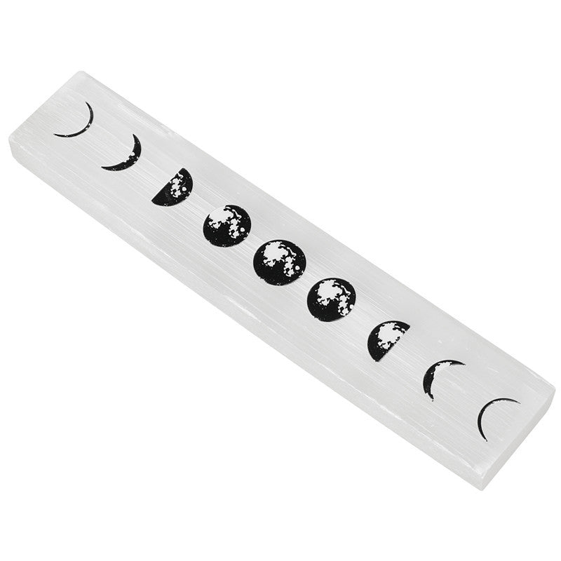 Long Selenite Strip with Moon Phase Pattern