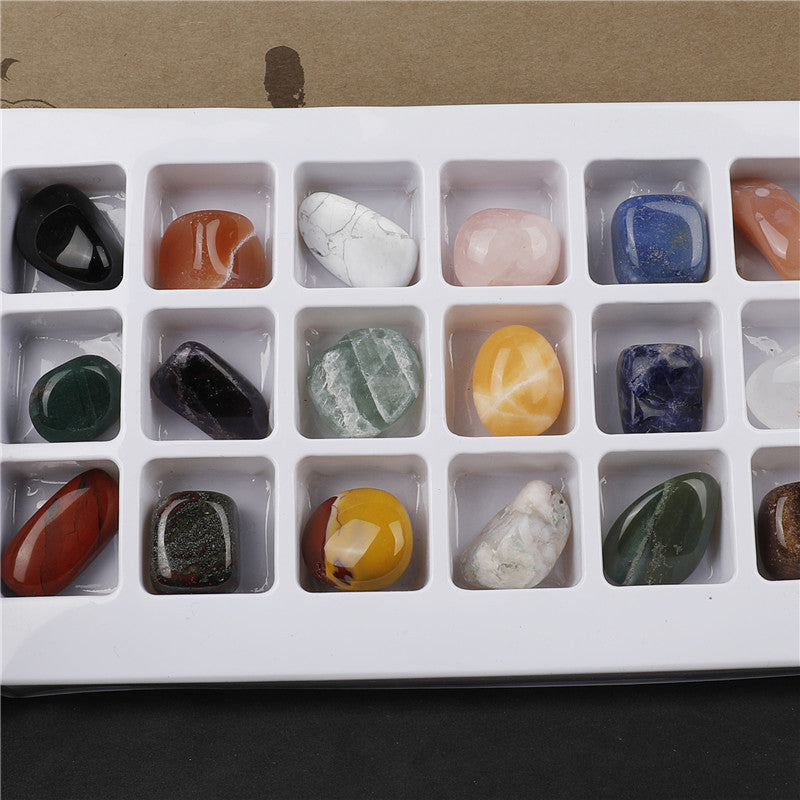 Box of 18 mixed natural crystal tumble stones
