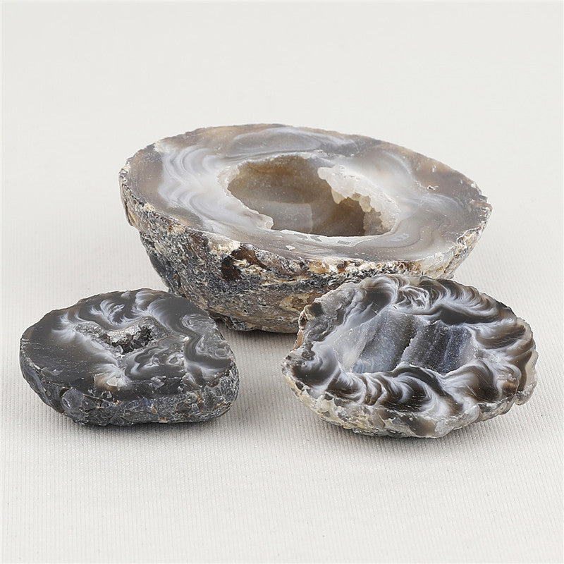 Natural Brazilian agate mini crystal cave raw stone