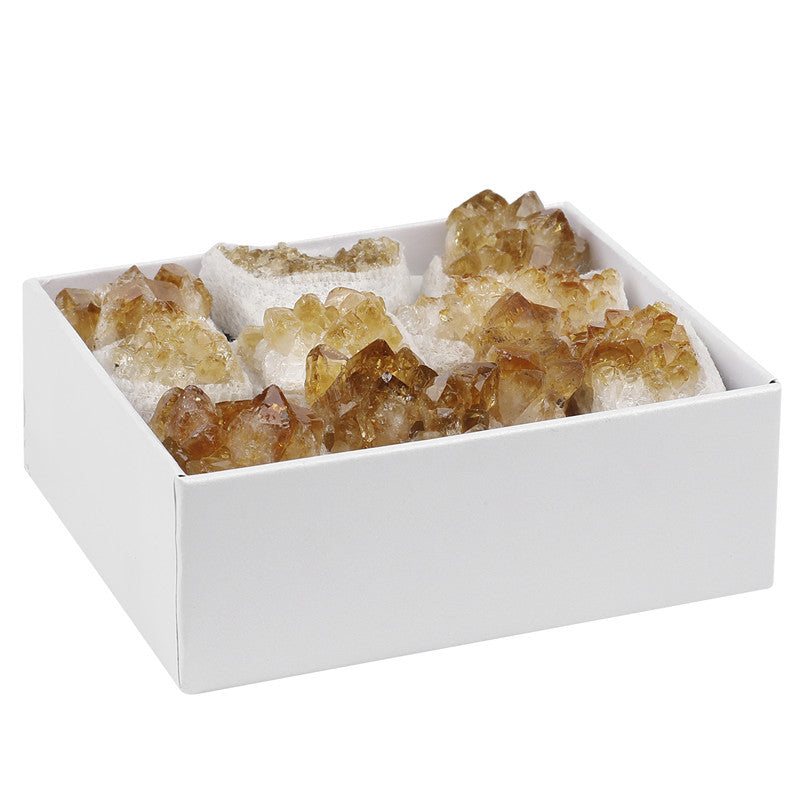 High-quality Grade A natural yellow crystal cluster rough stone box