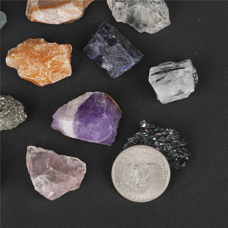 12 types of large-grain natural crystal rough stone mineral specimens for geological teaching