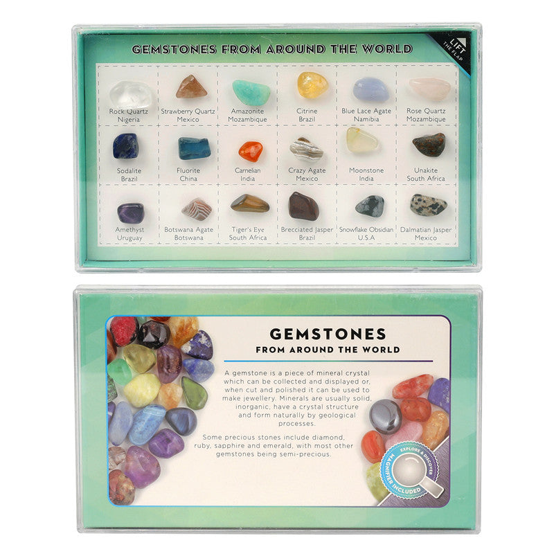 18 types of mineral gemstones, natural crystal mineral specimens, natural geological teaching materials