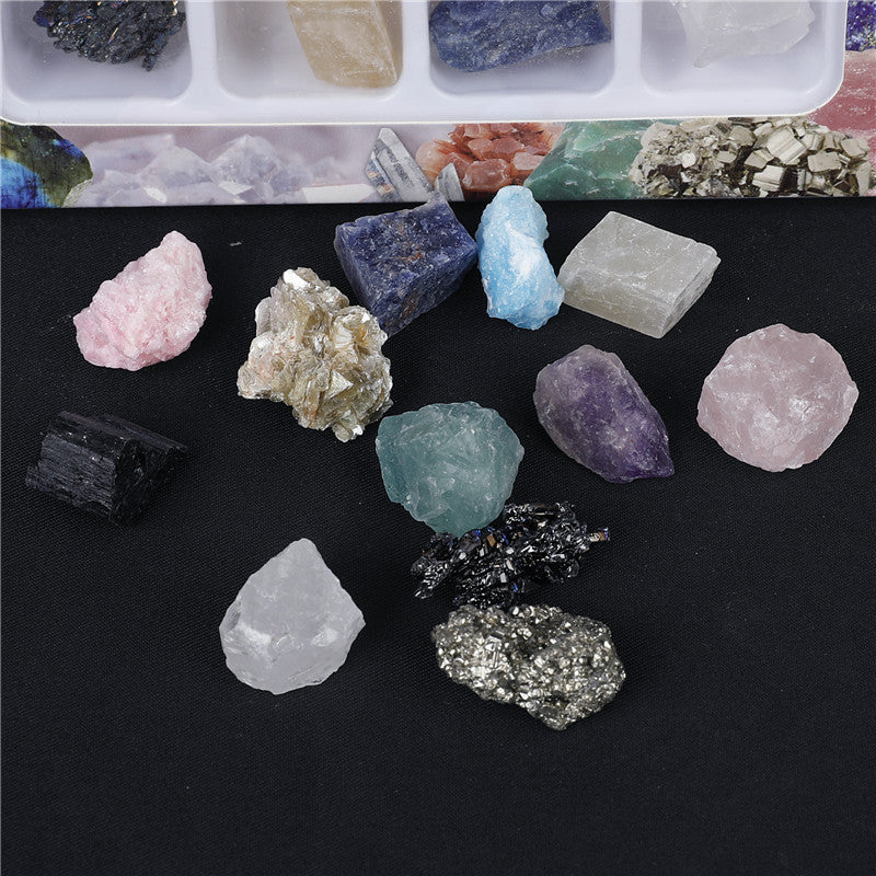 Box of 12 large crystal mineral specimens