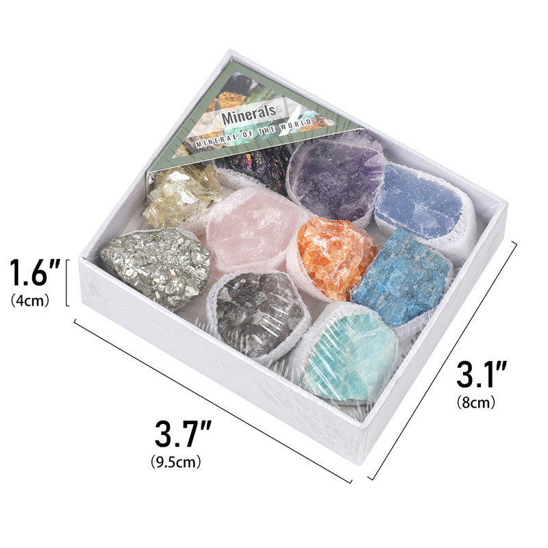 Natural raw crystal mixed color small gift box set of minerals and geological science teaching materials