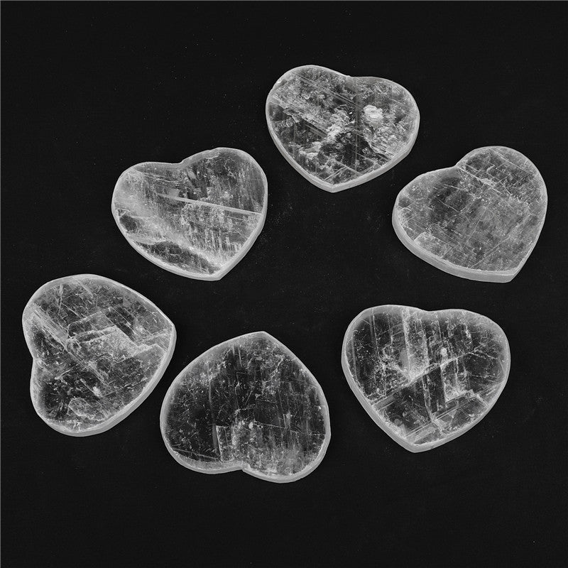 Natural Selenite Heart-Shaped Slice