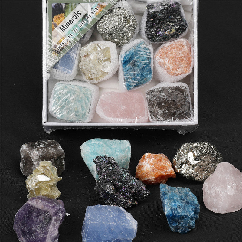 Natural raw crystal mixed color small gift box set of minerals and geological science teaching materials