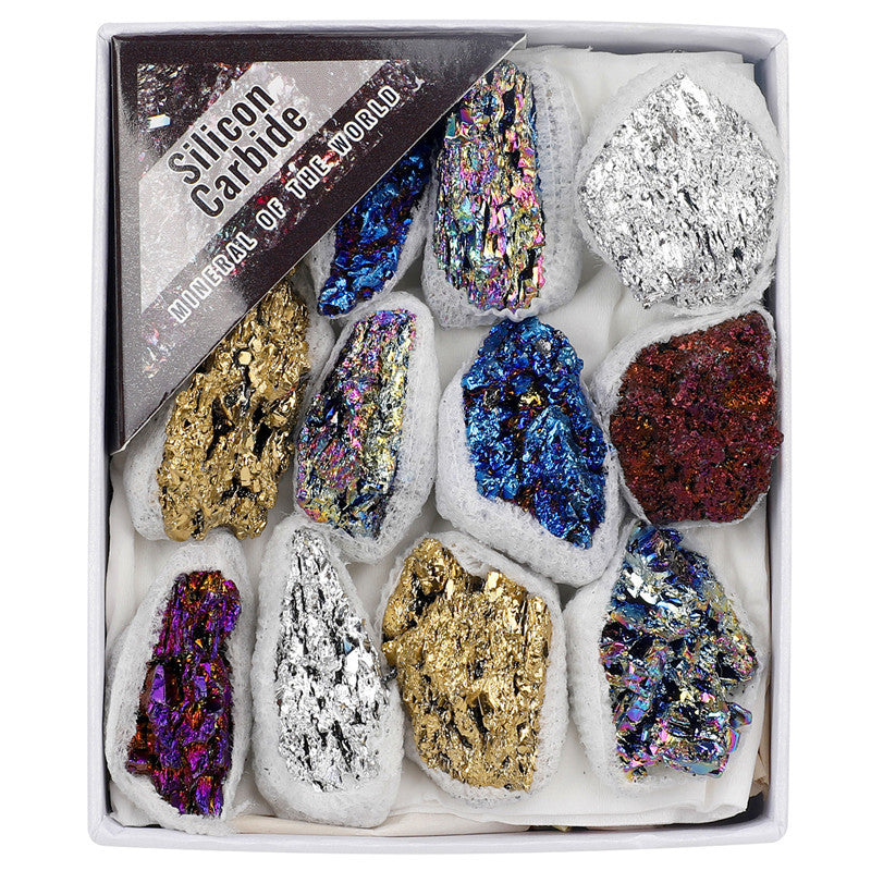 Electroplated colored coal crystal box