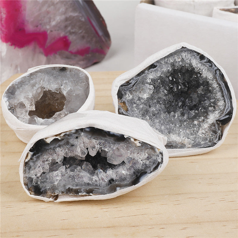 Natural Brazilian agate mini crystal cave raw stone