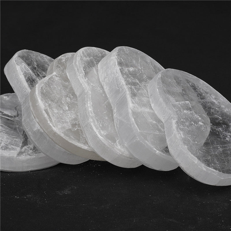 Natural Selenite Heart-Shaped Slice