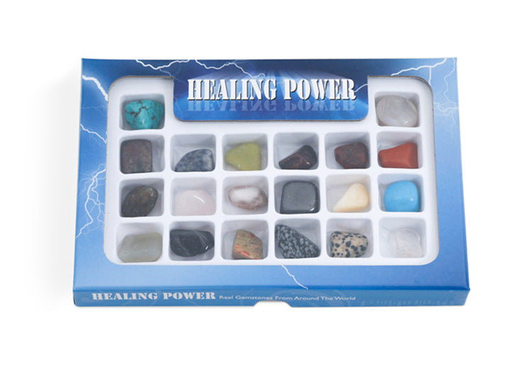 20-piece energy stone set of natural crystal mineral specimens mixed with semi-precious stones, suitable for gifts.