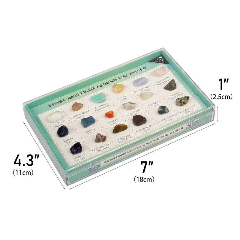 18 types of mineral gemstones, natural crystal mineral specimens, natural geological teaching materials
