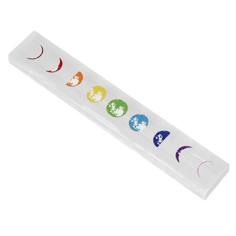 Long Selenite Strip with Moon Phase Pattern