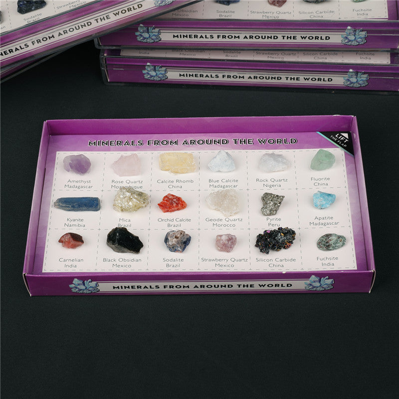 8 types of mineral rough stones, natural crystal mineral specimens, natural geological teaching materials
