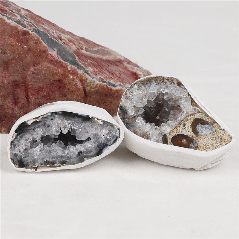 Natural Brazilian agate mini crystal cave raw stone