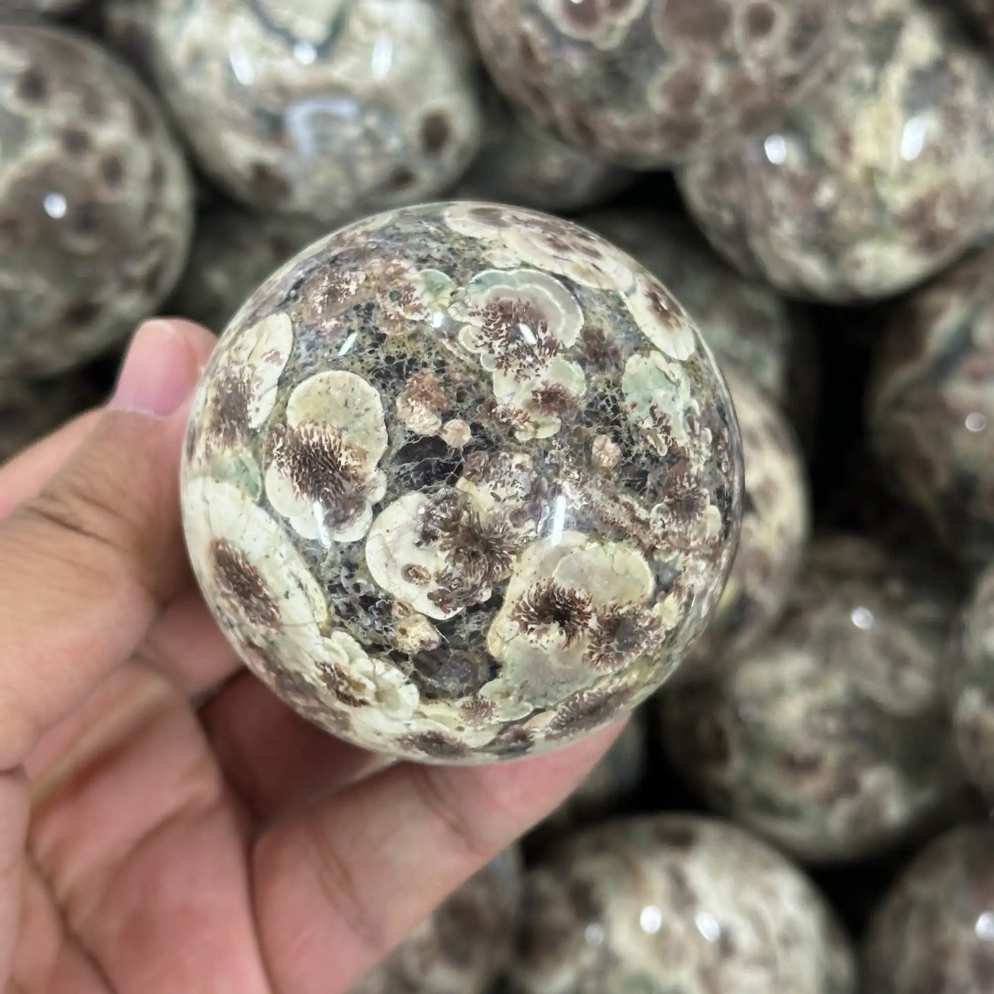 Green Flower Jasper Sphere