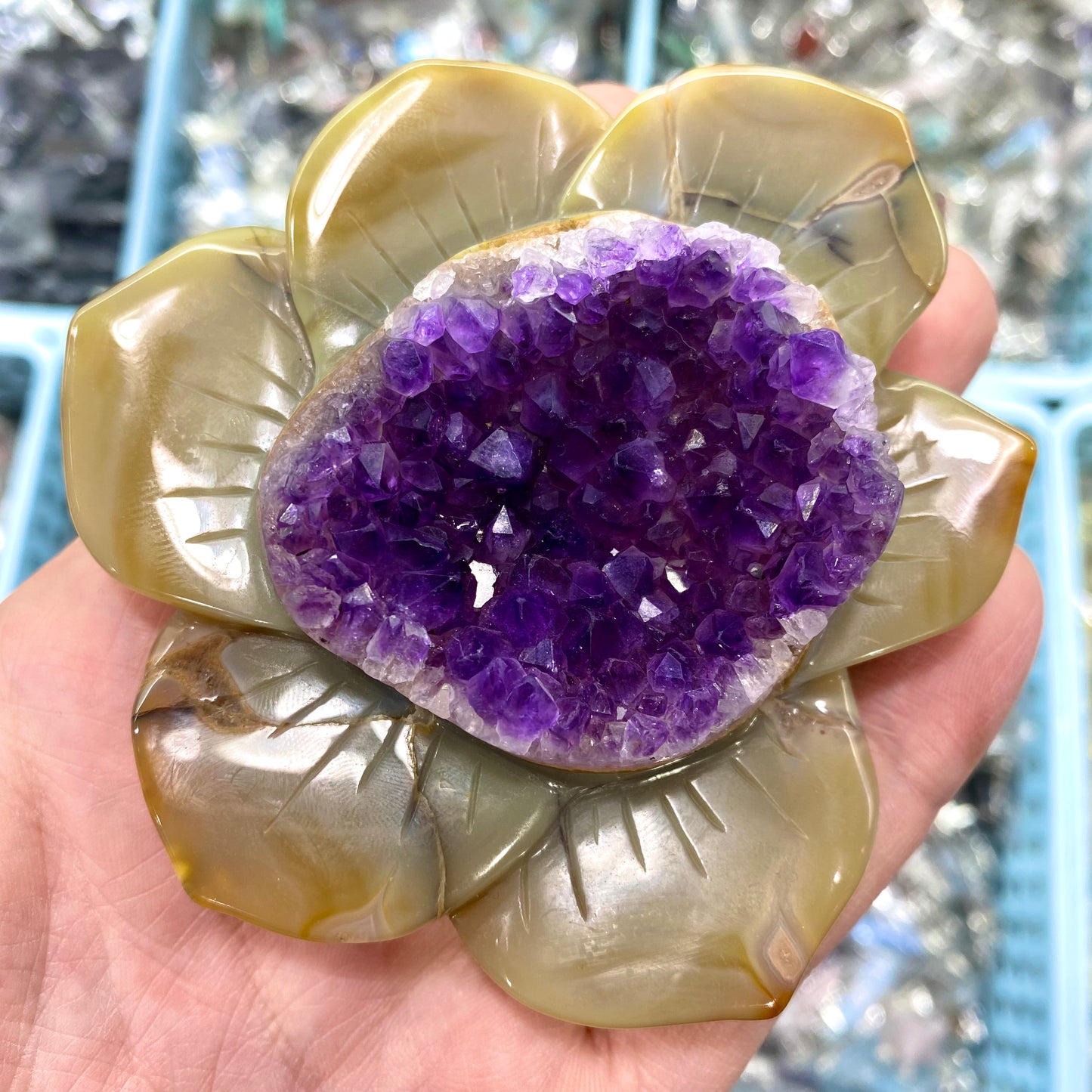 Amethyst Flower Carving