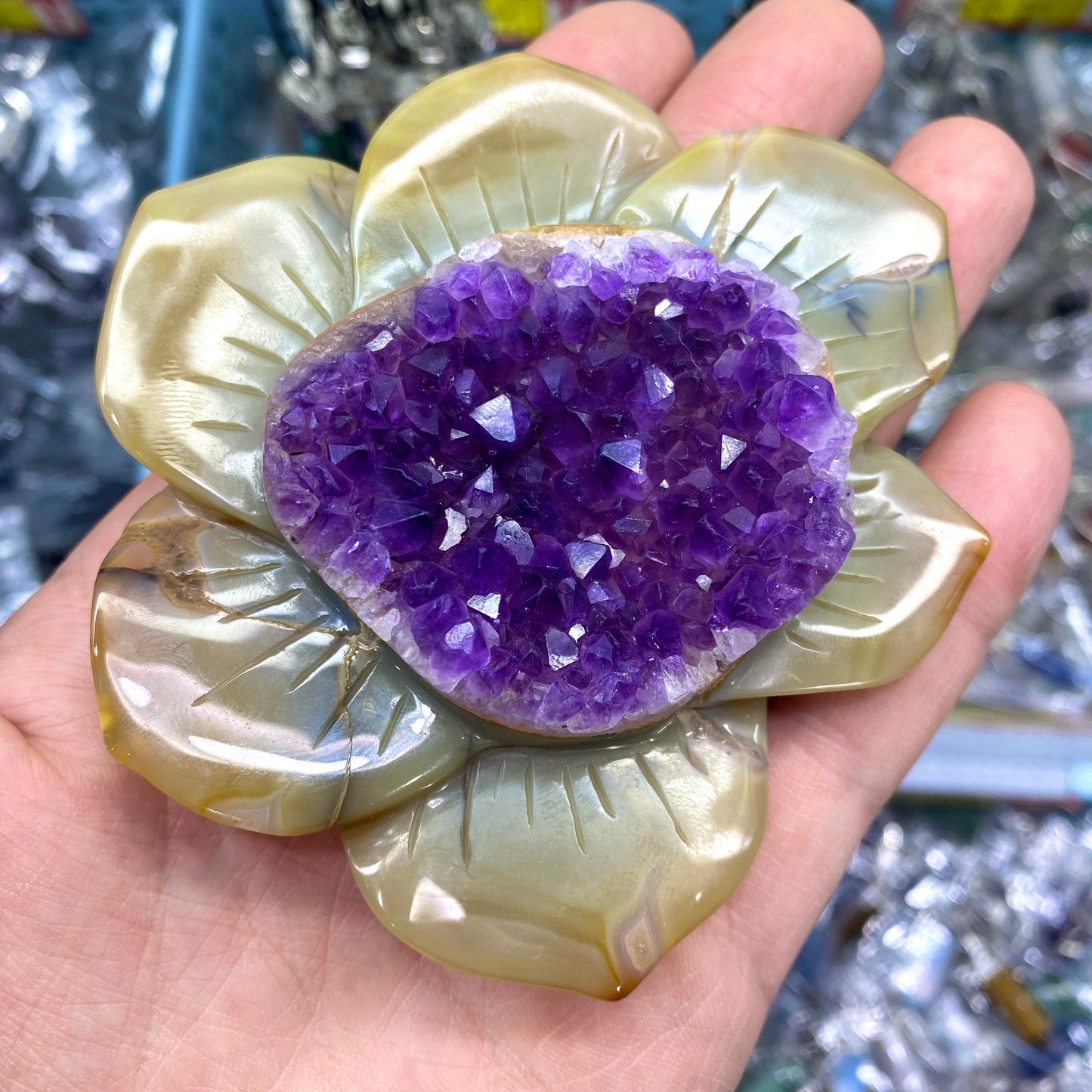 Amethyst Flower Carving