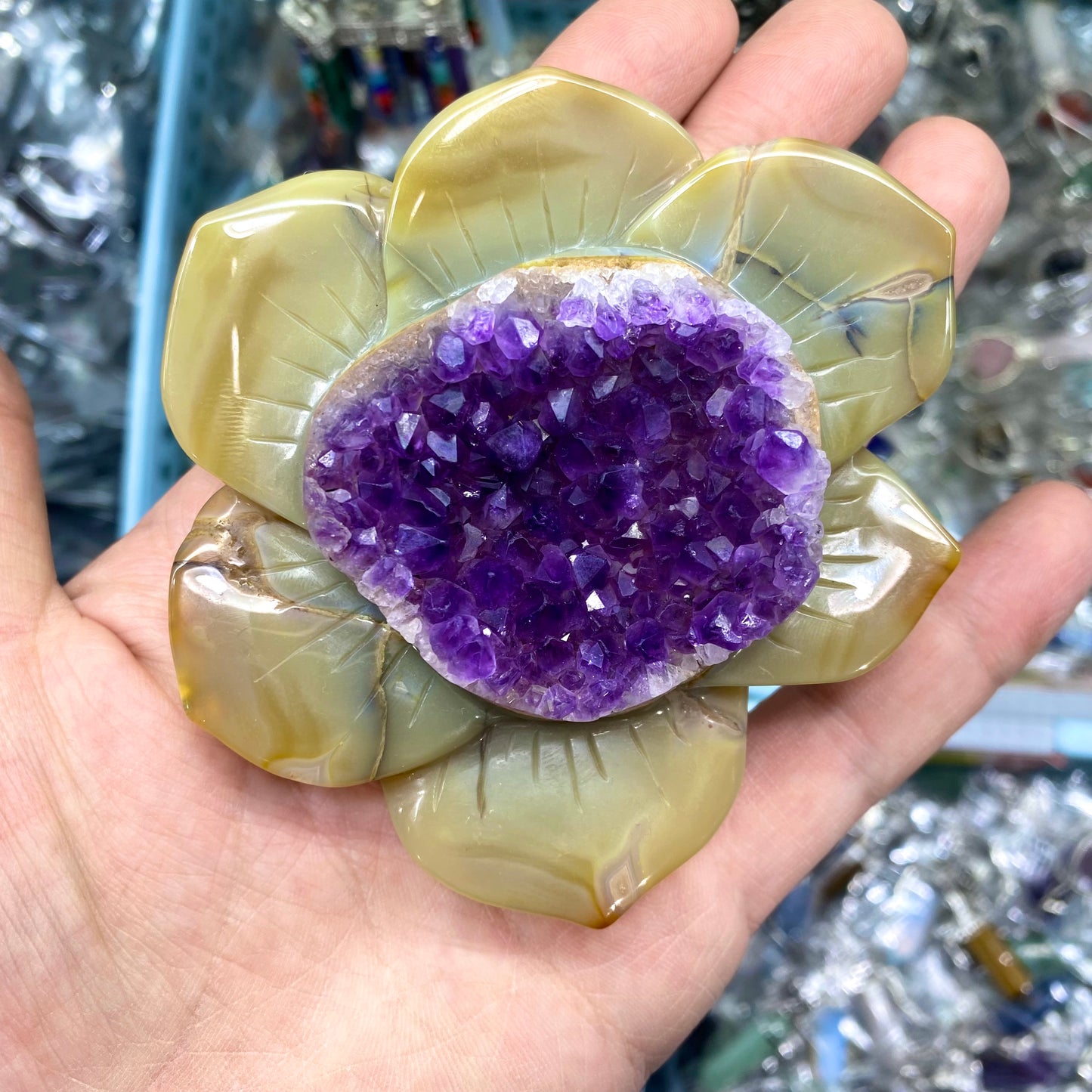 Amethyst Flower Carving
