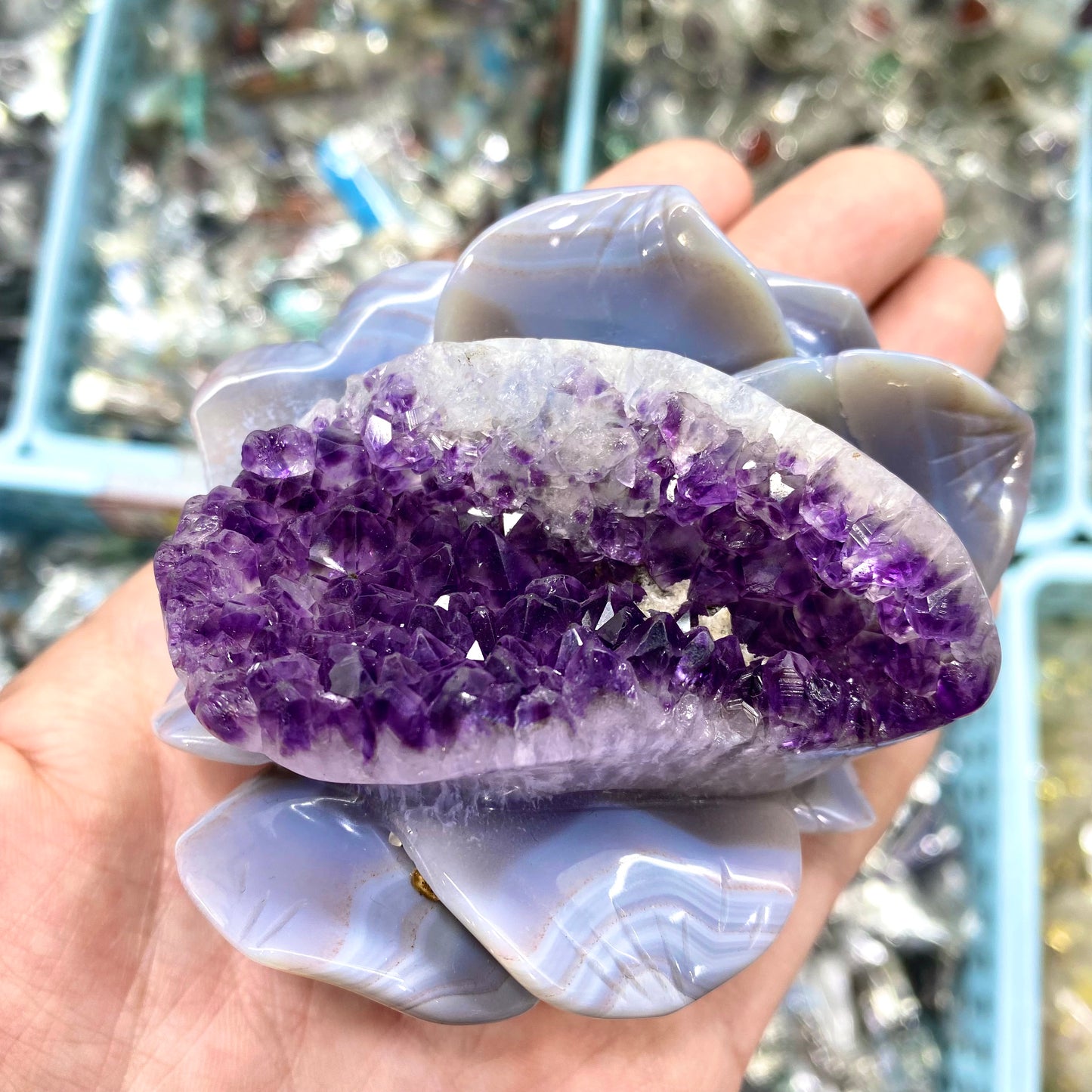 Amethyst Flower Carving