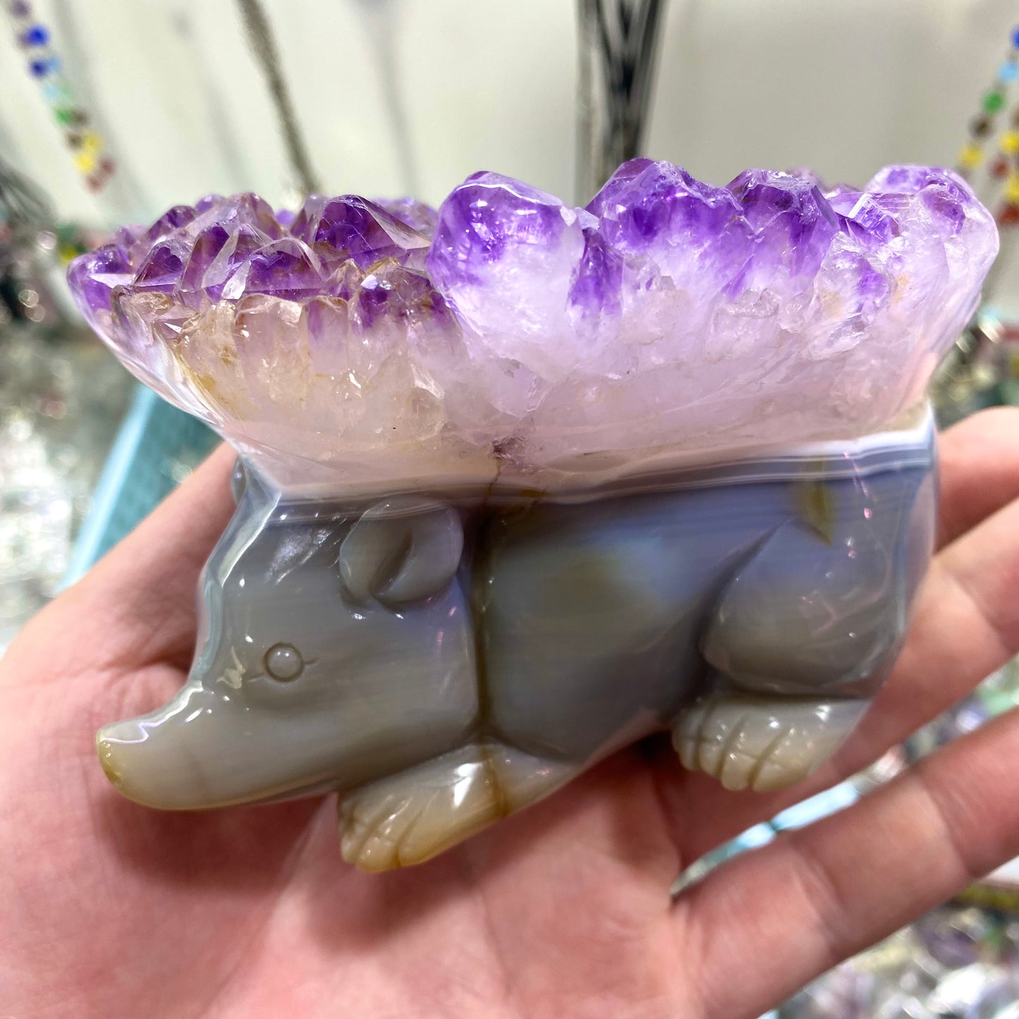 Amethyst Large Hedgehog Carving