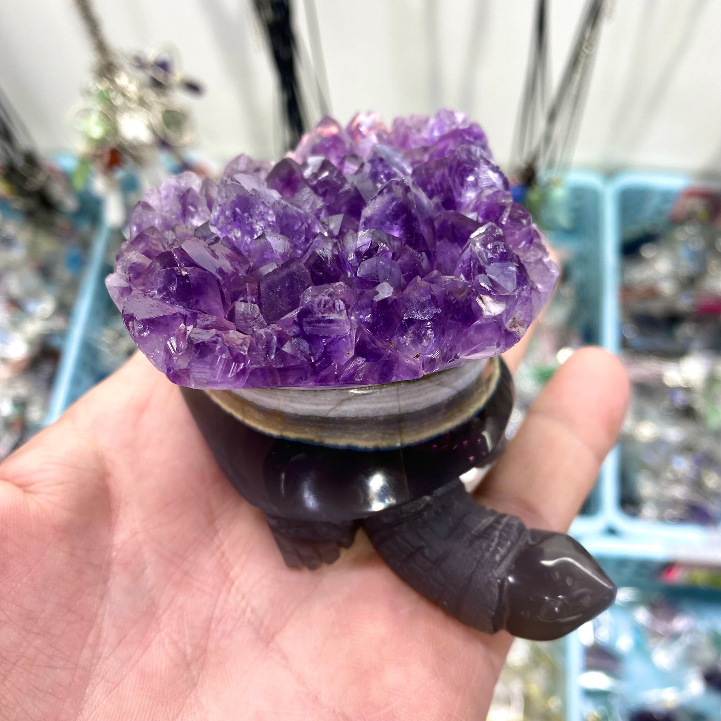 Amethyst Turtle Carving