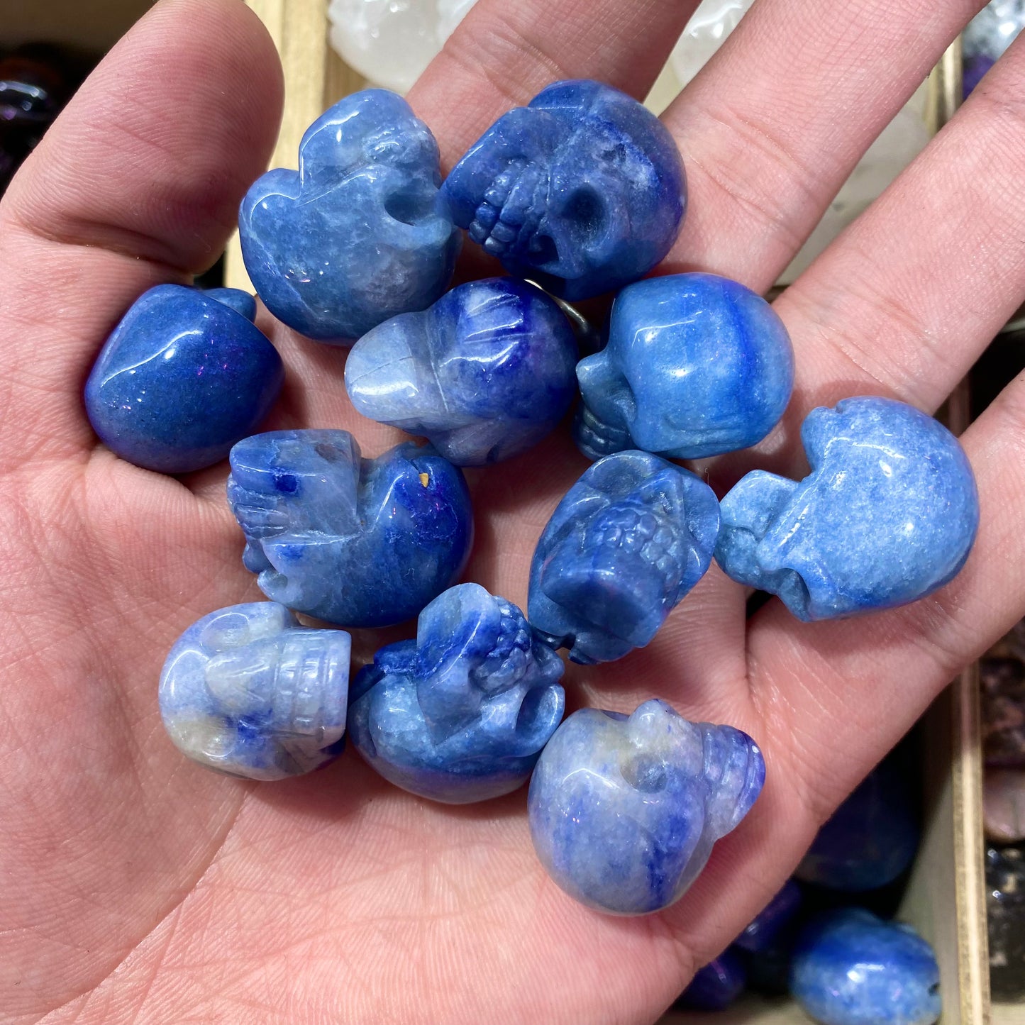 Blue Aventurine Skull Carving