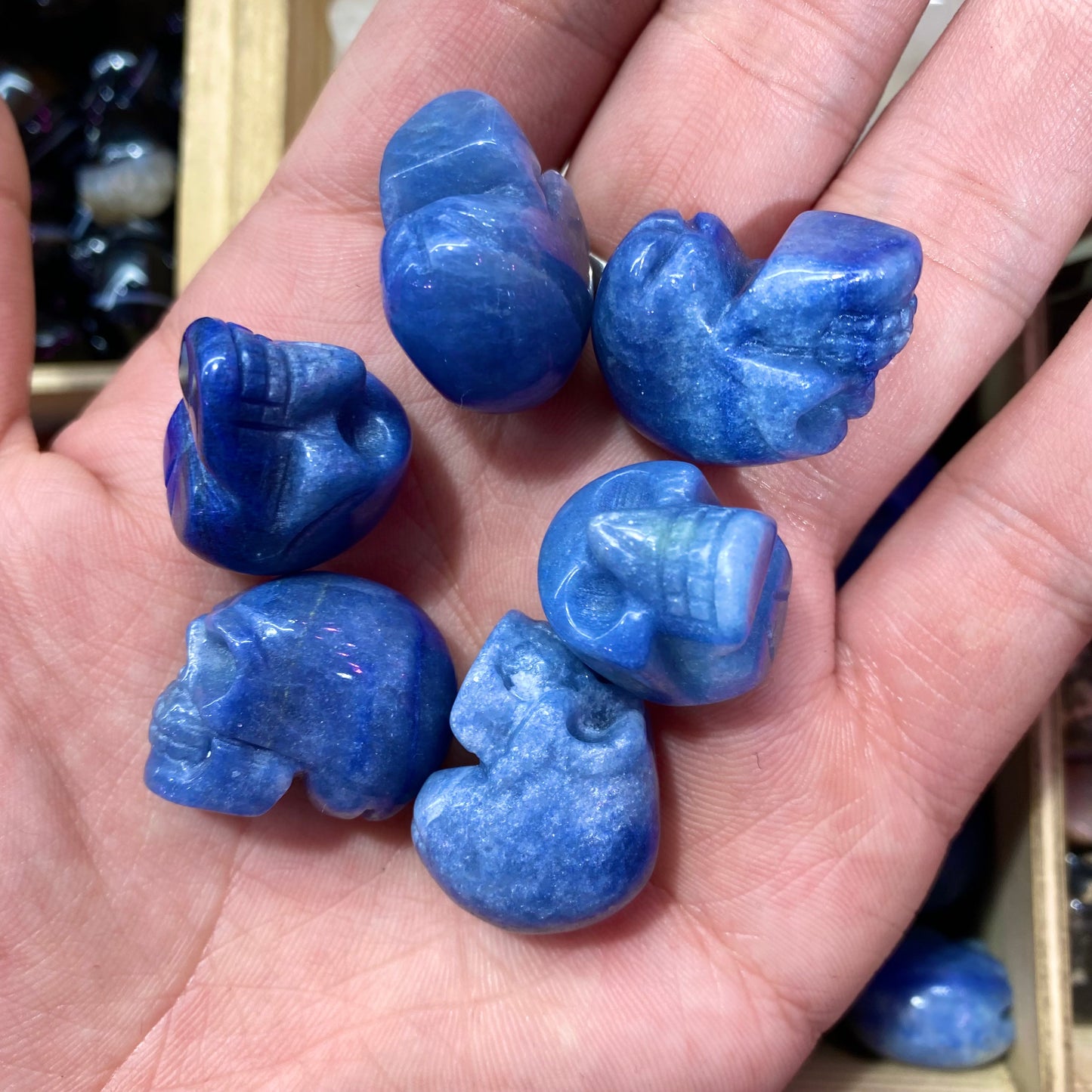 Blue Aventurine Skull Carving